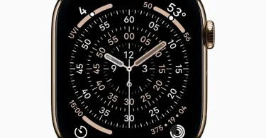 Apple Watch Series 11 GPS + Cellular 42mm with Gold Titanium Case and Gold Milanese Loop Adjustable Strap, shown on a wrist. Features advanced fitness tracking, seamless connectivity, and premium, durable design for tech-savvy professionals, entrepreneurs, and fitness enthusiasts.